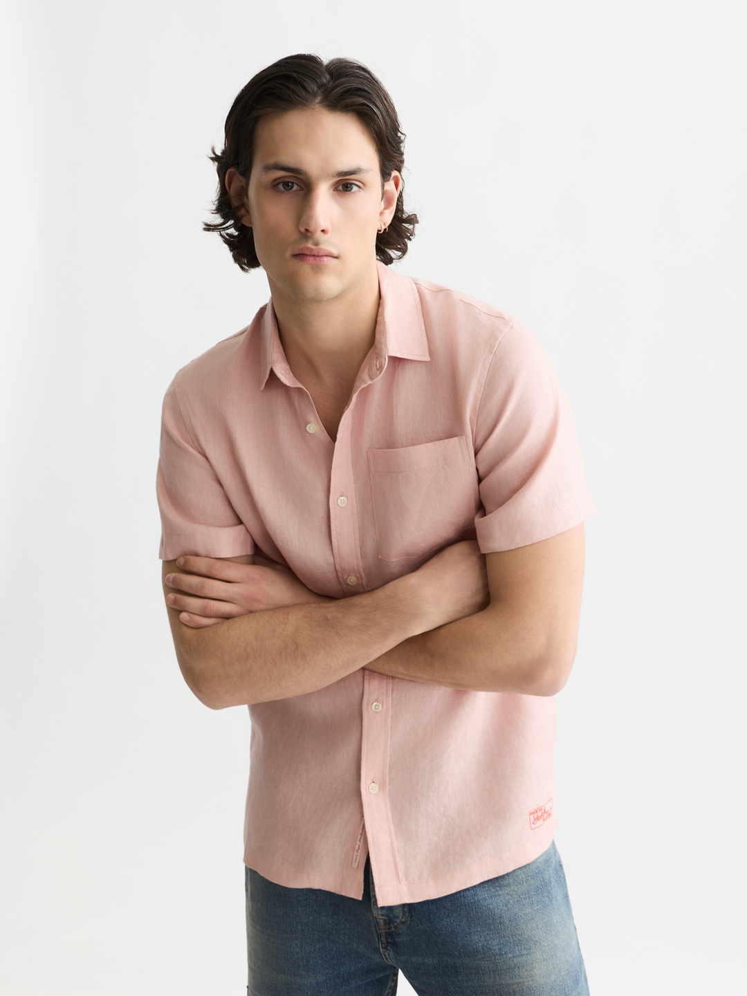 Seasonal core linen regular-fit short sleeved shirt