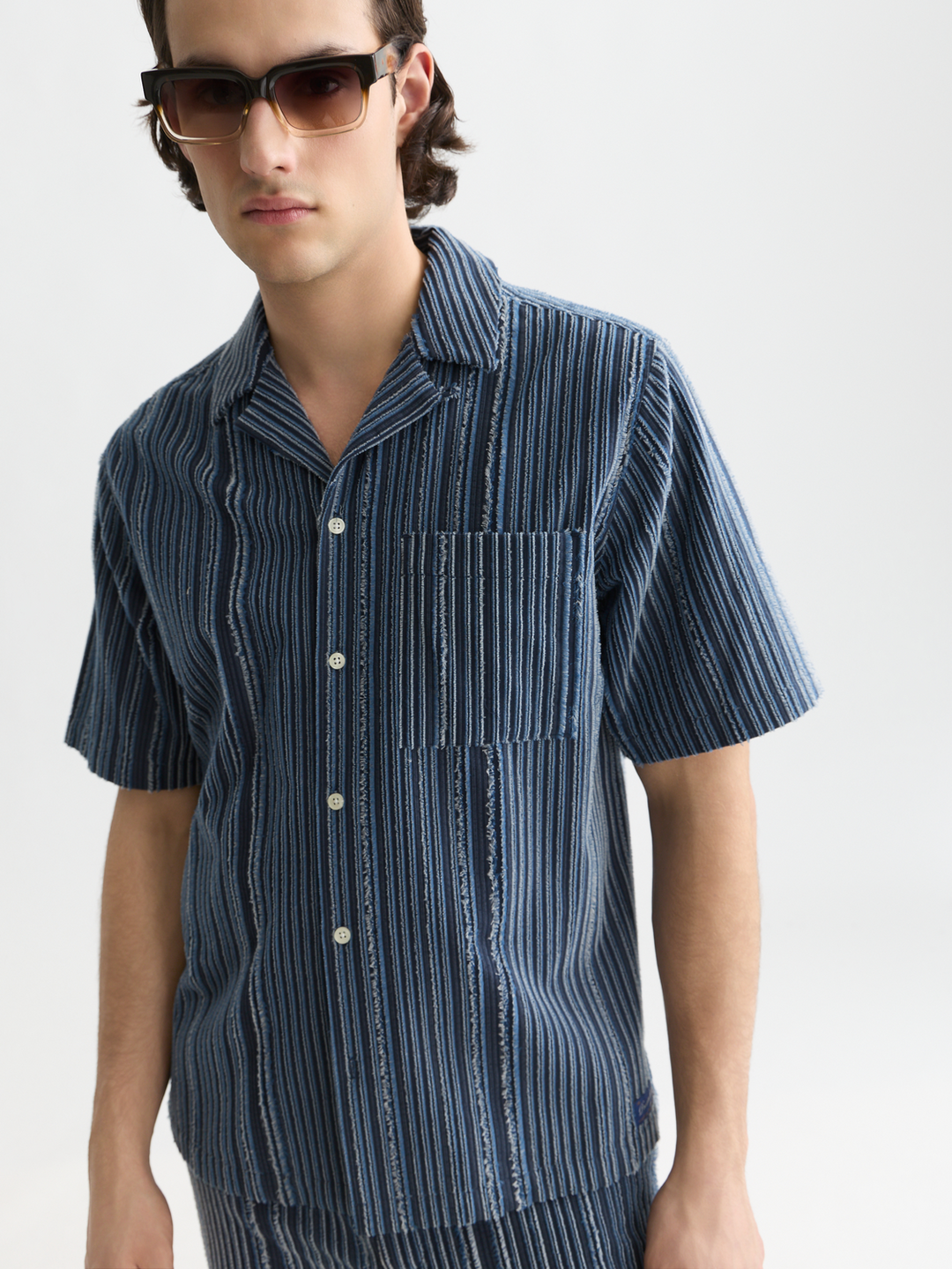 Textured relaxed-fit short sleeved shirt