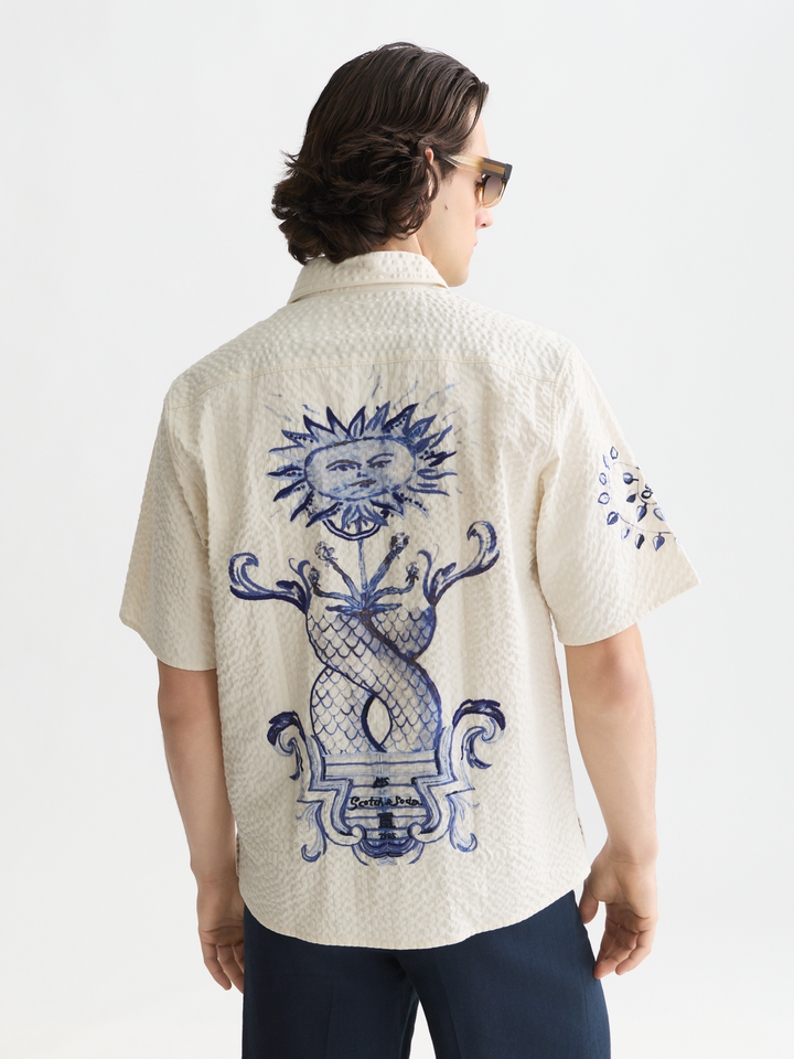Delfts Blauw worked-out relaxed-fit short-sleeved shirt