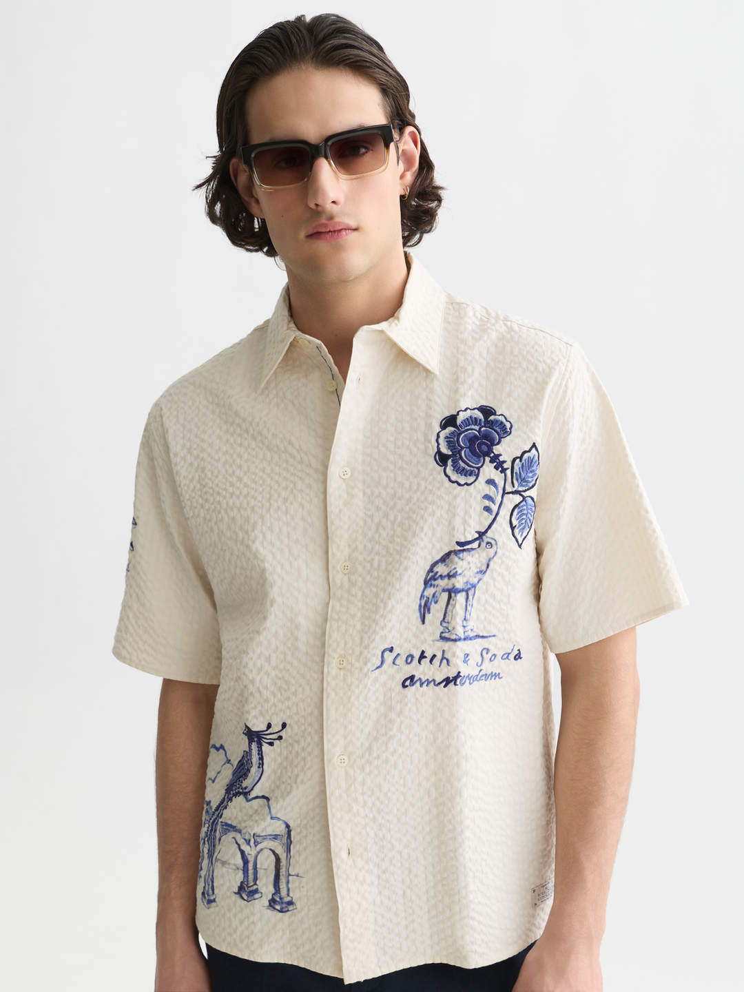 Delfts Blauw worked-out relaxed-fit short-sleeved shirt