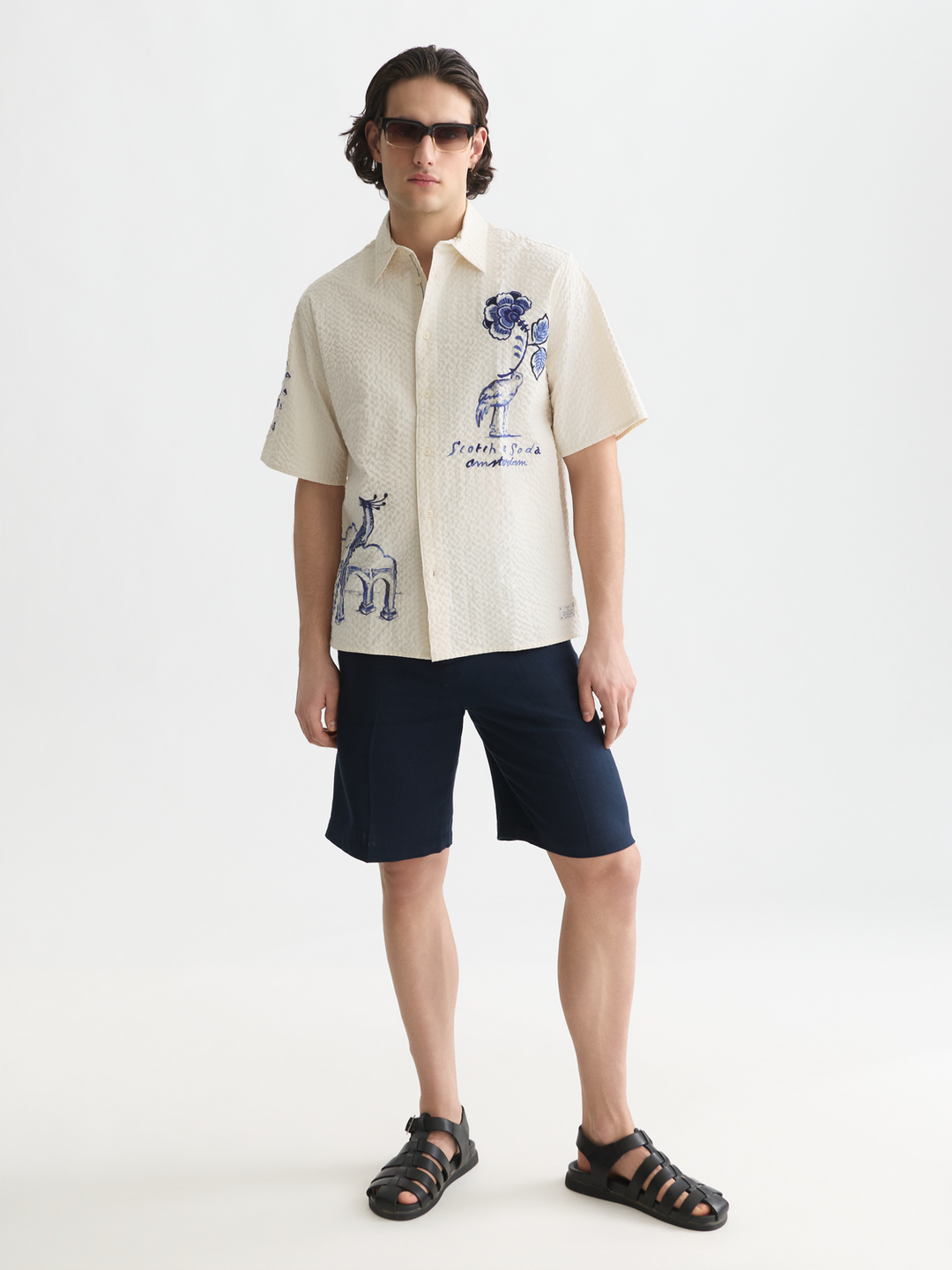 Delfts Blauw worked-out relaxed-fit short-sleeved shirt
