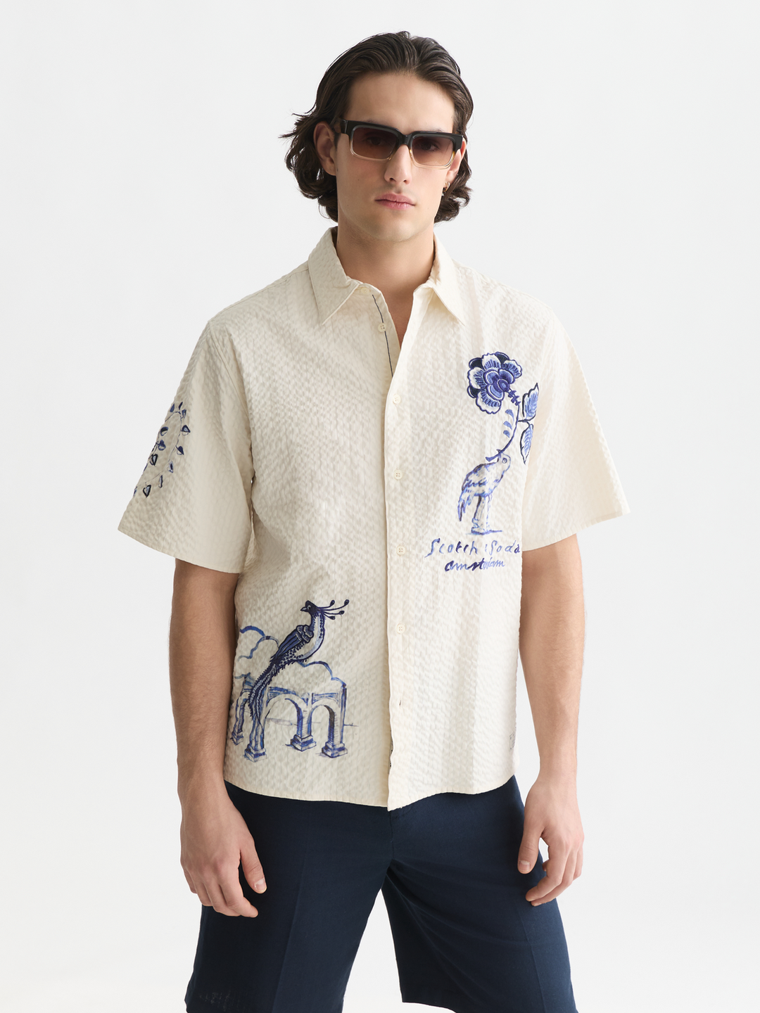Delfts Blauw worked-out relaxed-fit short-sleeved shirt