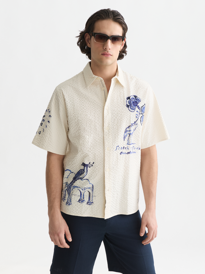 Delfts Blauw worked-out relaxed-fit short-sleeved shirt