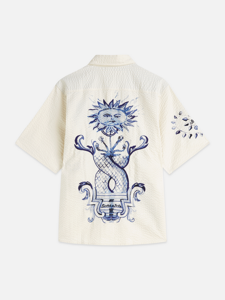 Delfts Blauw worked-out relaxed-fit short-sleeved shirt