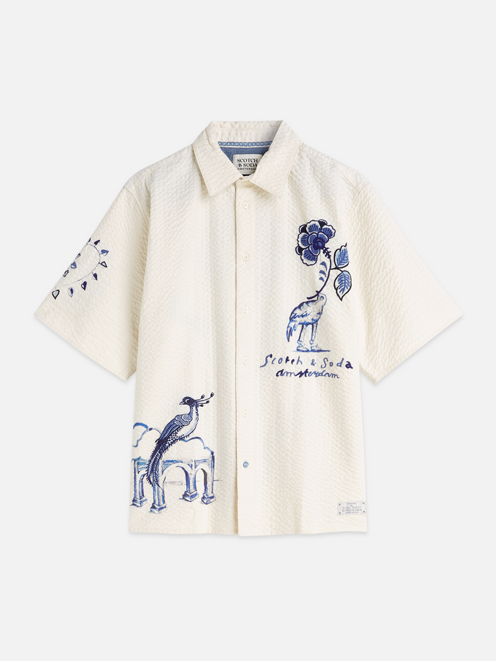 Delfts Blauw worked-out relaxed-fit short-sleeved shirt