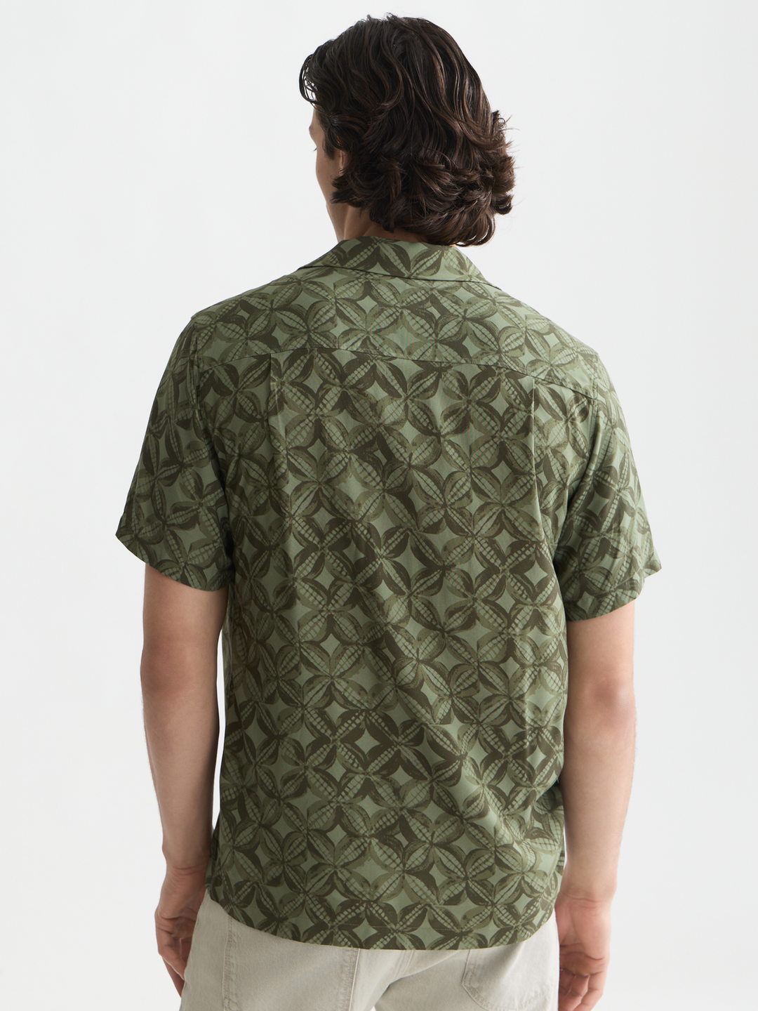 Printed viscose regular-fit short-sleeved shirt