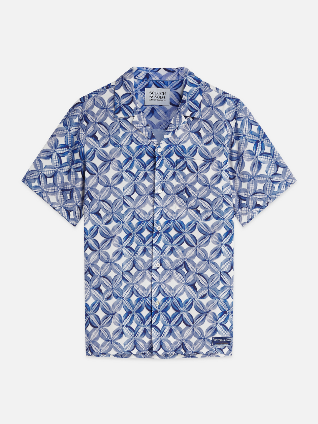 Printed viscose regular-fit short-sleeved shirt