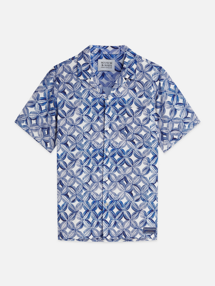 Printed viscose regular-fit short-sleeved shirt