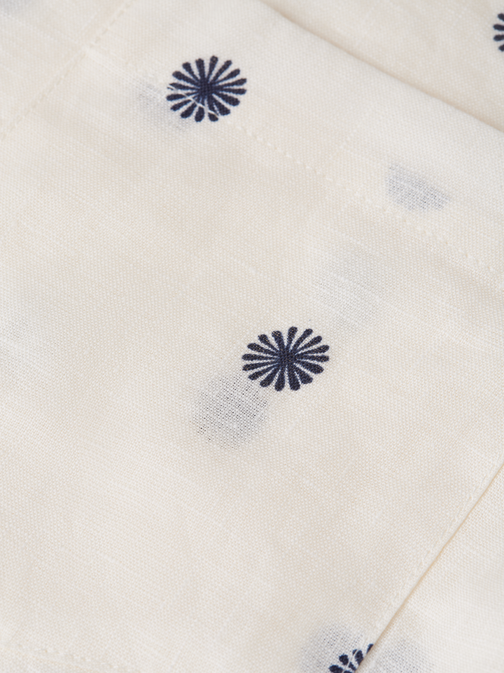 Linen printed regular-fit short-sleeved shirt