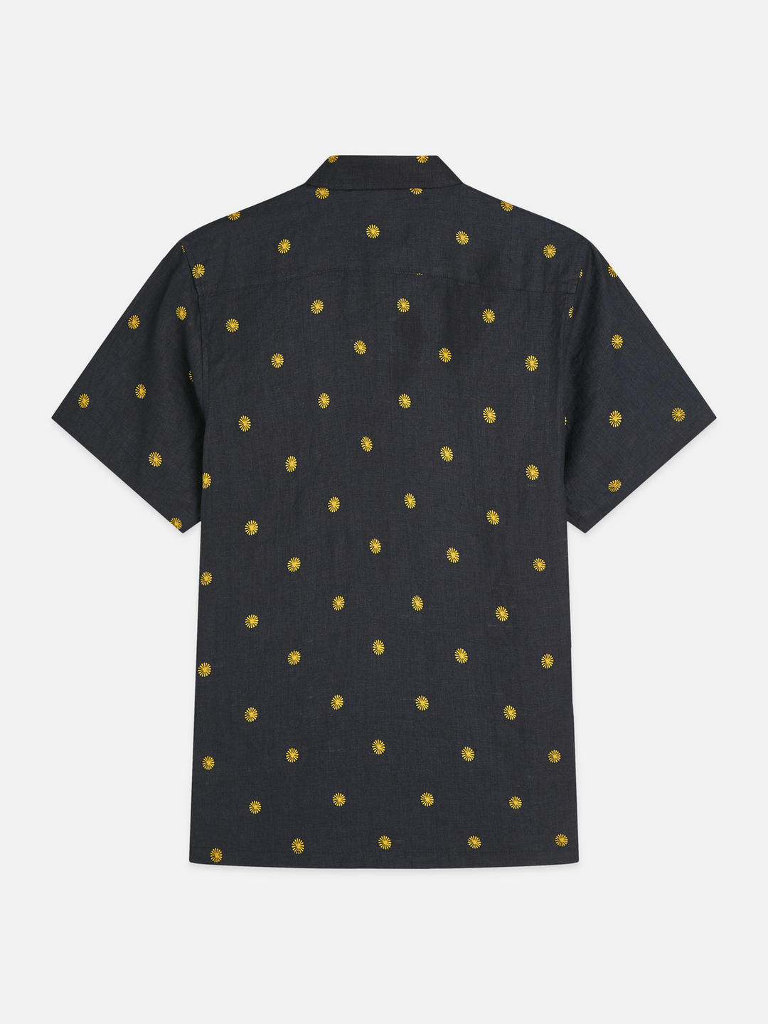 Linen printed regular-fit short-sleeved shirt