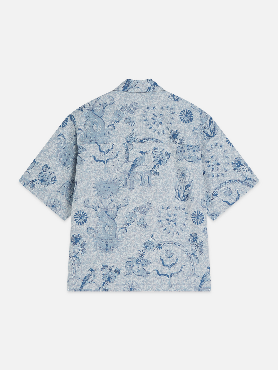 Delfts Blauw jacquard loose-fit short-sleeved shirt