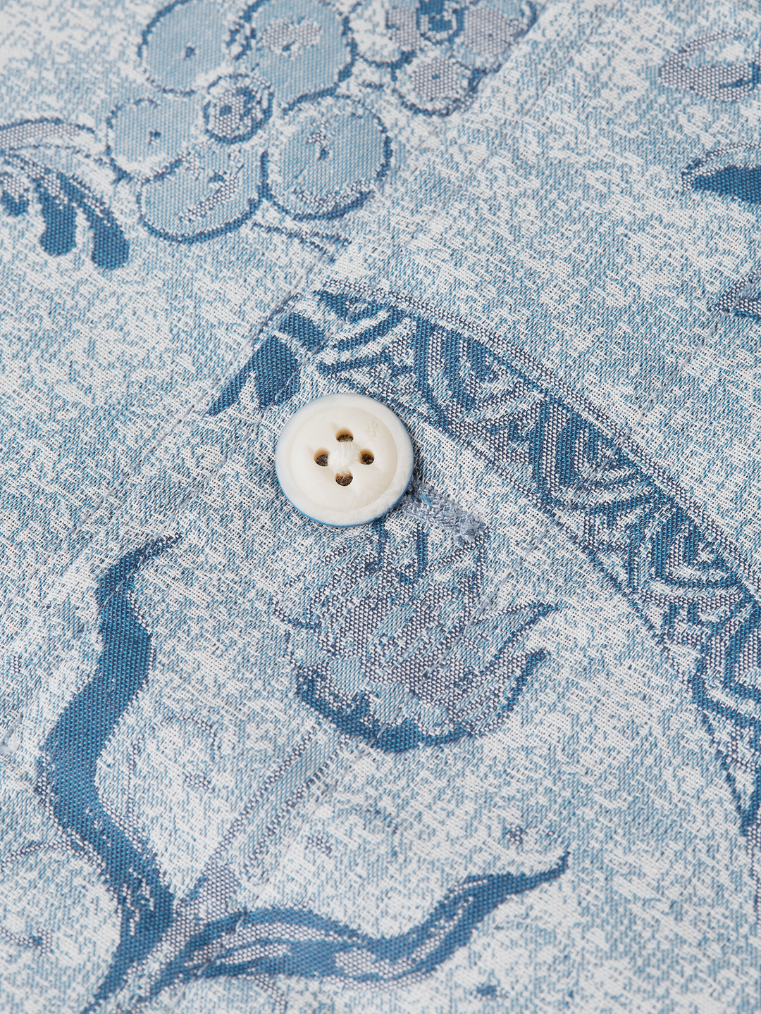 Delfts Blauw jacquard loose-fit short-sleeved shirt