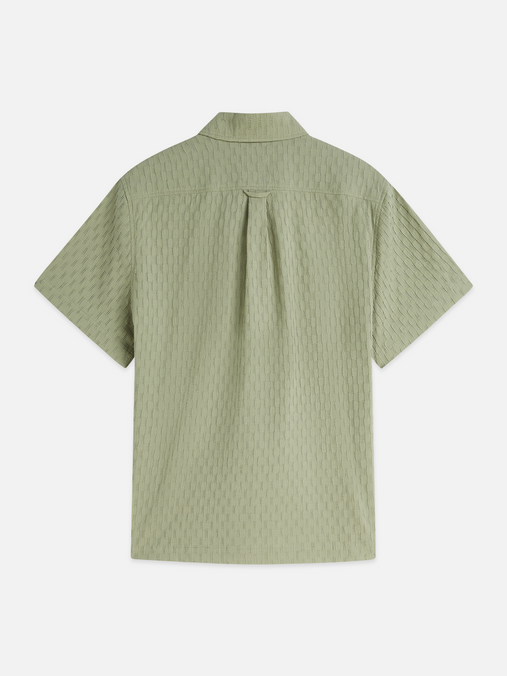 Jacquard seer-sucker regular-fit short-sleeved shirt