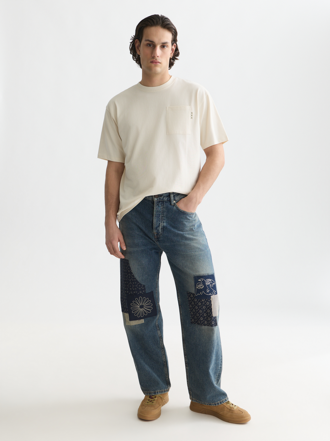 Seasonal core 3 crosses chest pocket loose-fit T-shirt