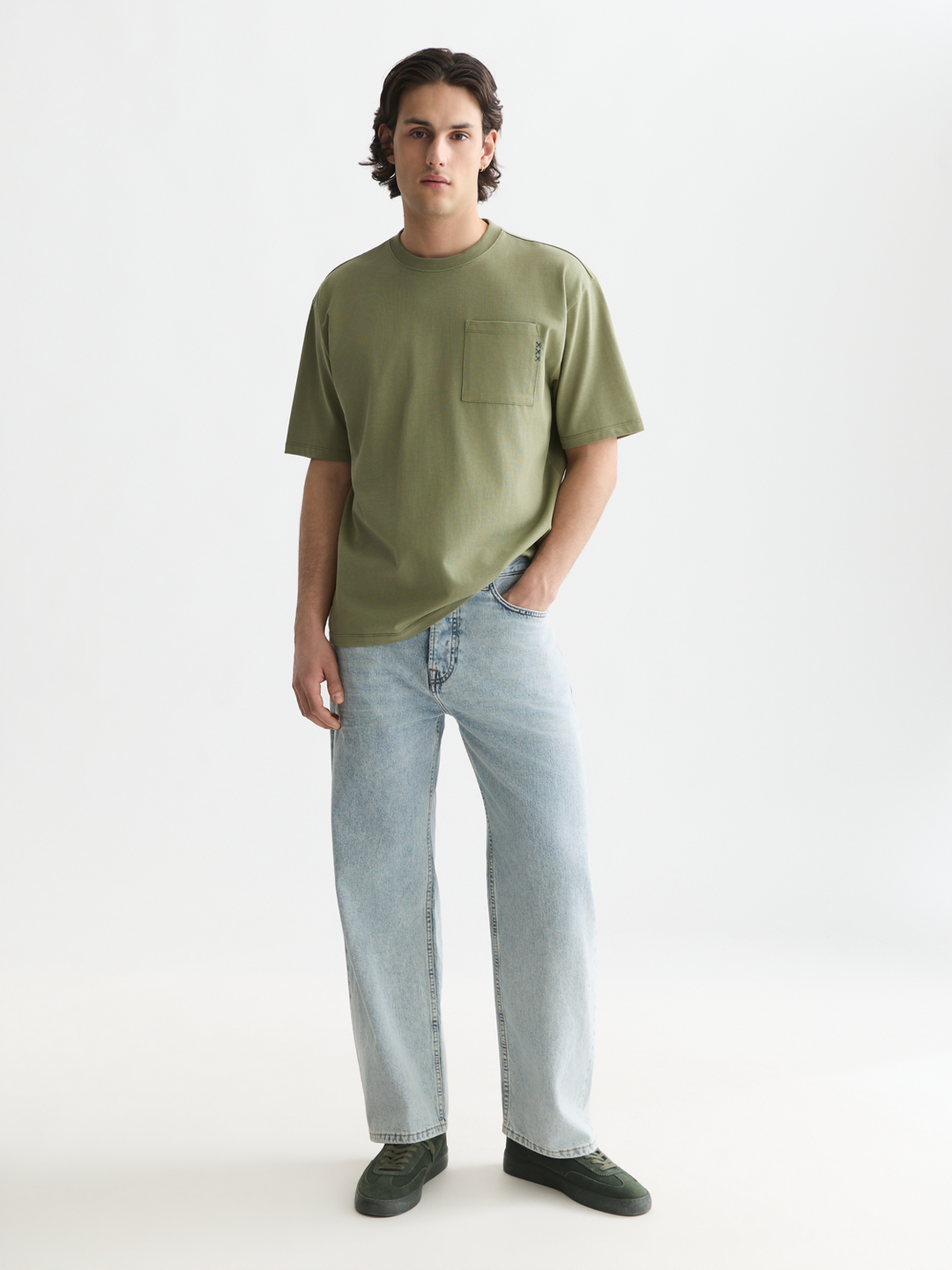 Seasonal core 3 crosses chest pocket loose-fit T-shirt