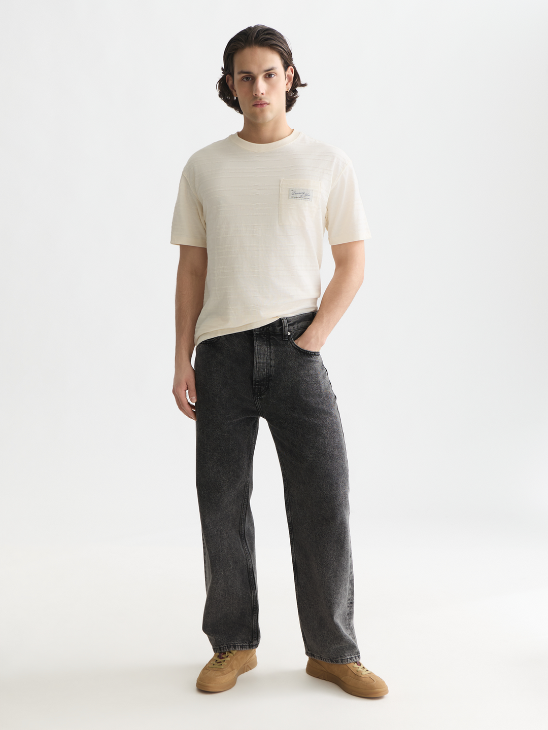 Textured jacquard relaxed-fit T-shirt