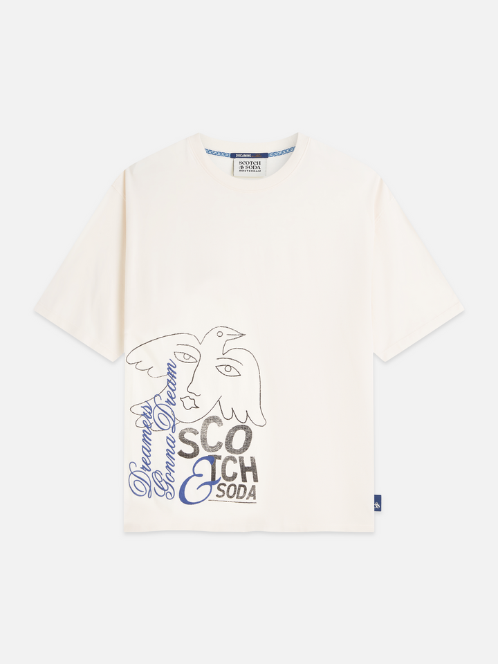 Worked-out artwork loose-fit T-shirt