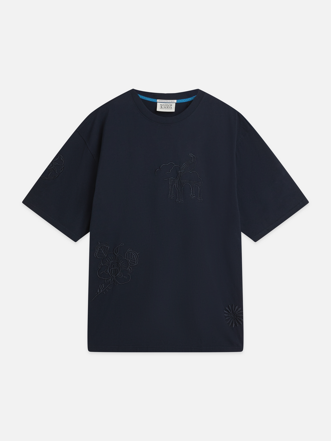 Delfts Blauw embroidered artwork loose-fit T-shirt