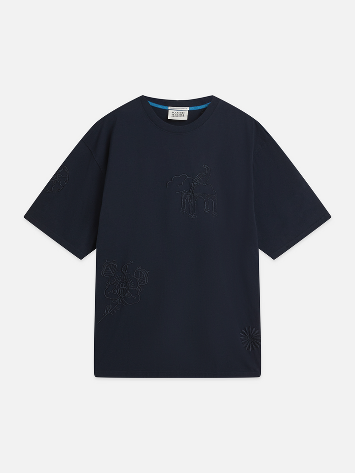 Delfts Blauw embroidered artwork loose-fit T-shirt