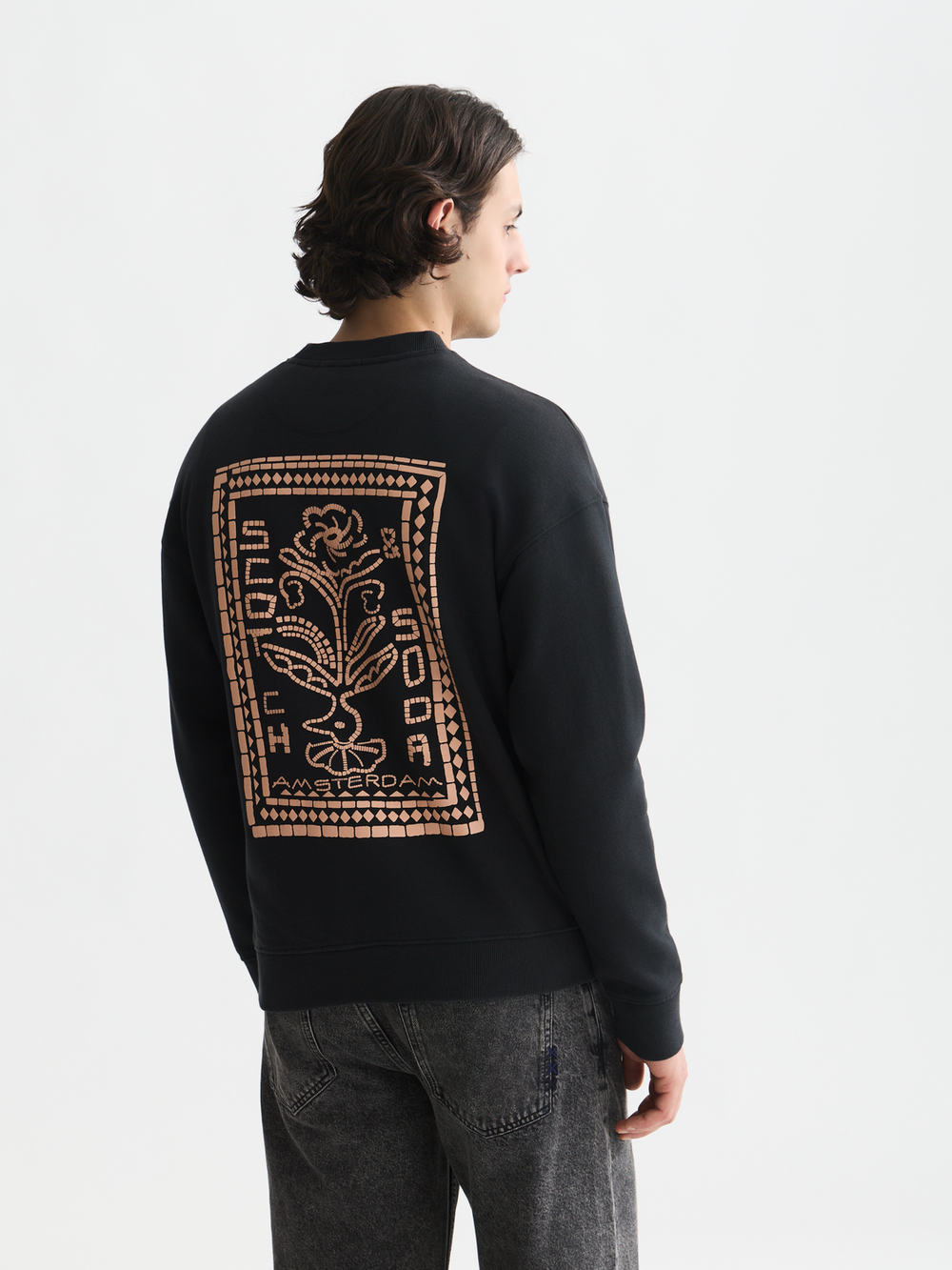 Front and back artwork relaxed-fit sweatshirt