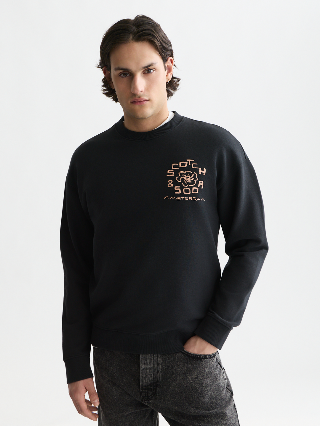 Front and back artwork relaxed-fit sweatshirt
