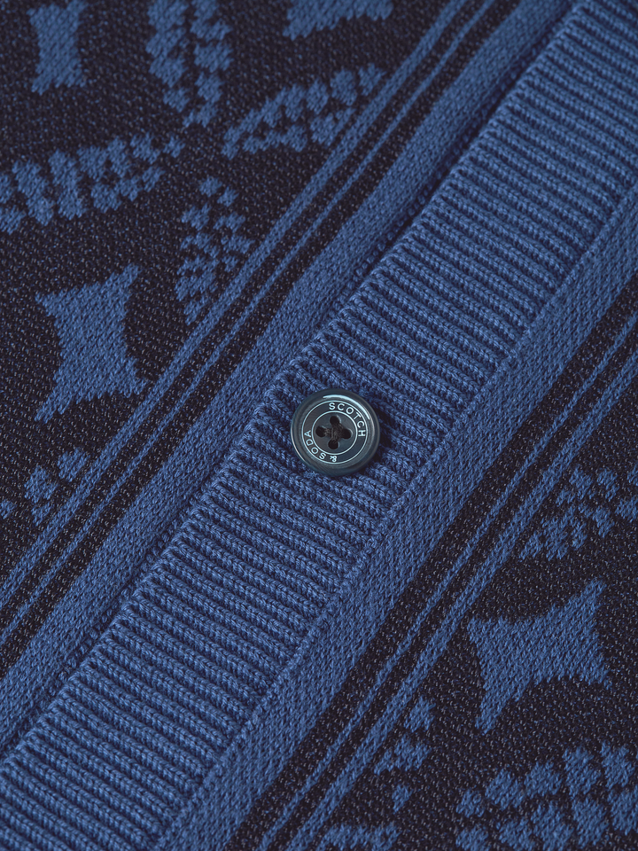 Jacquard knitted short-sleeved shirt