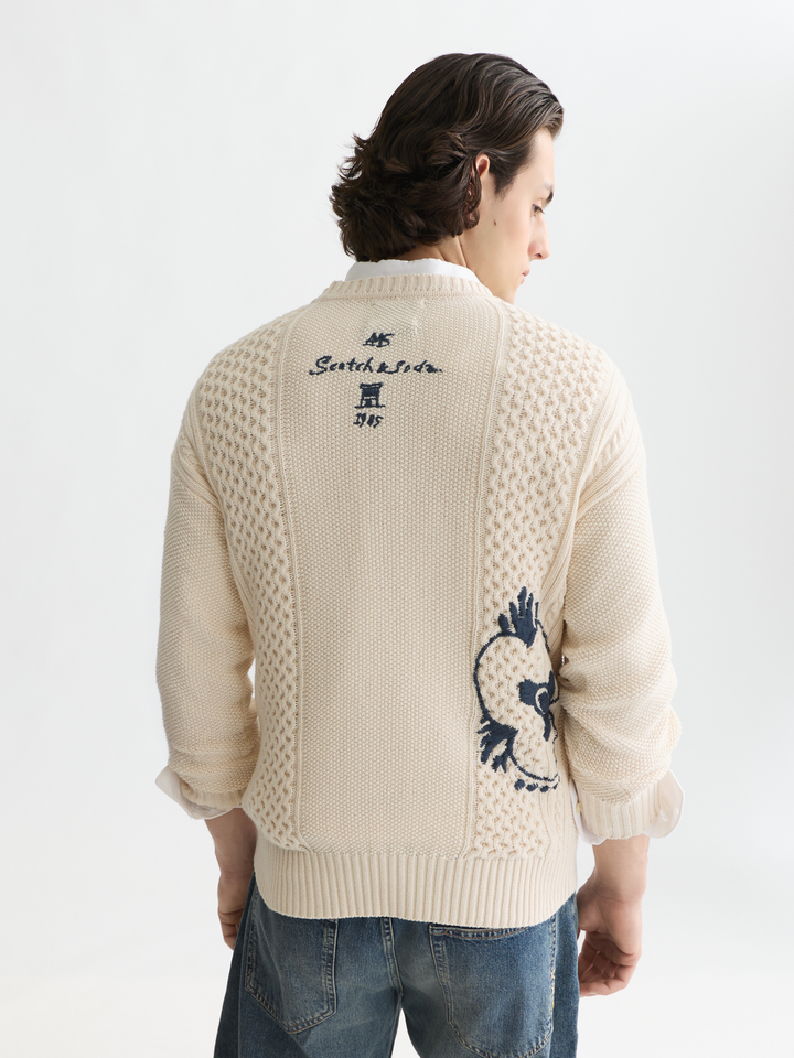 Delfts Blauw embroidered relaxed-fit pullover