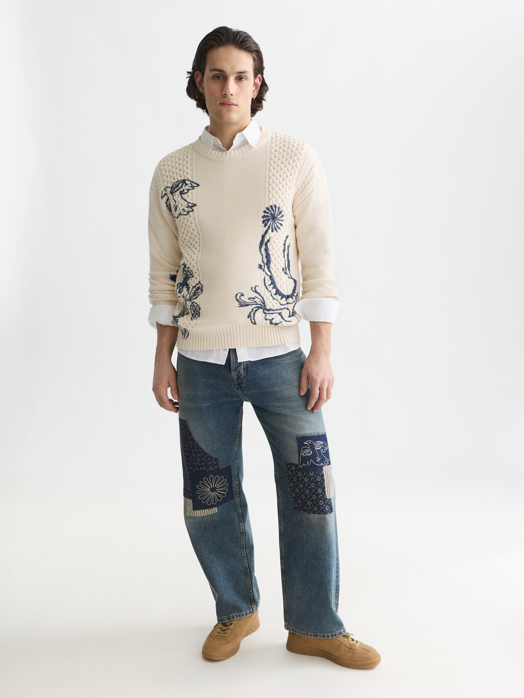 Delfts Blauw embroidered relaxed-fit pullover