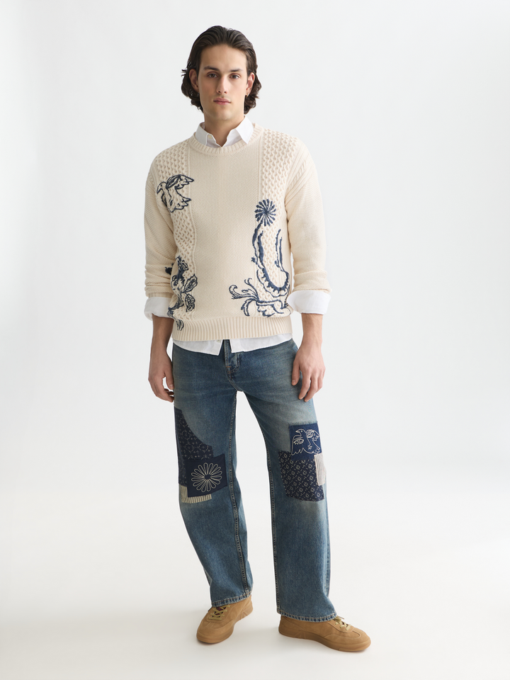 Delfts Blauw embroidered relaxed-fit pullover