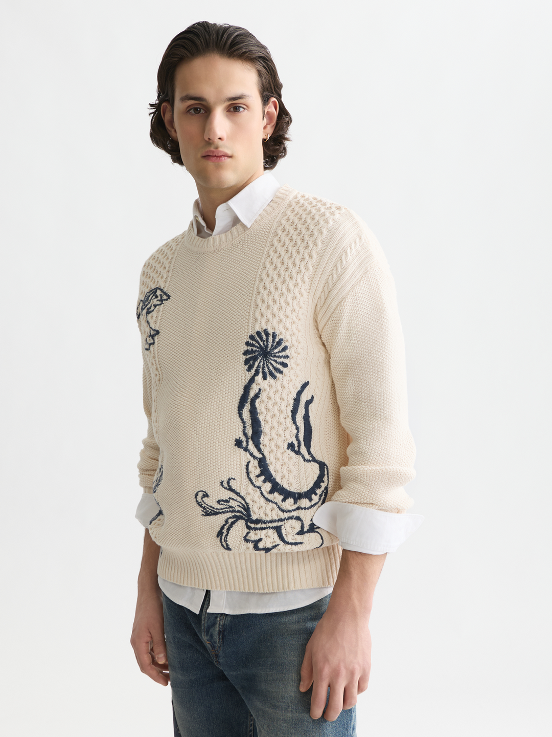 Delfts Blauw embroidered relaxed-fit pullover
