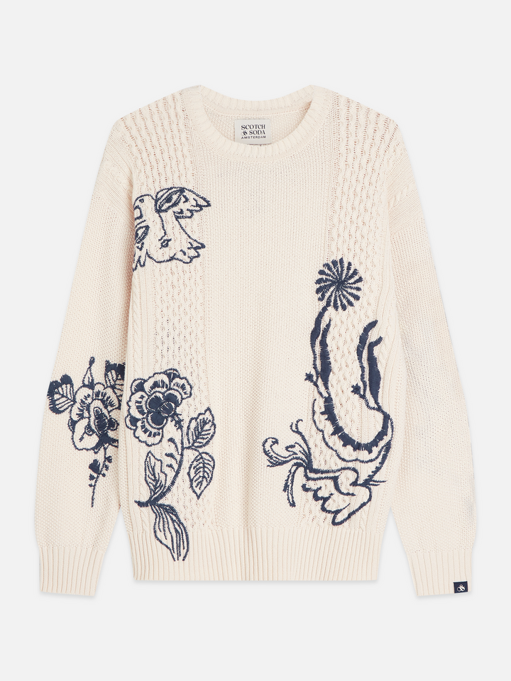 Delfts Blauw embroidered relaxed-fit pullover