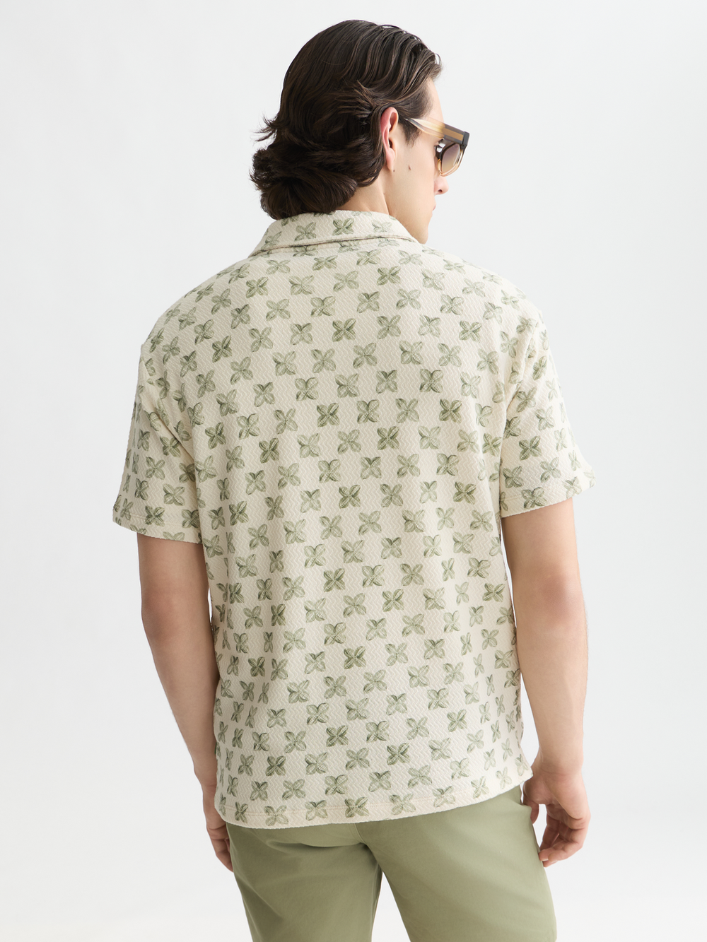 Printed structured relaxed-fit polo