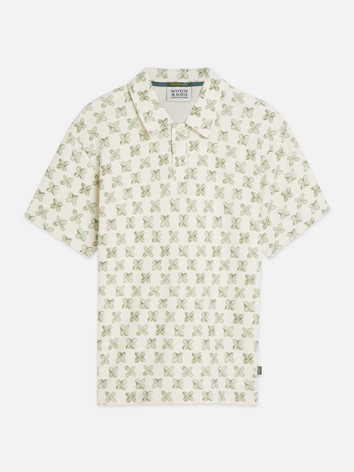 Printed structured relaxed-fit polo
