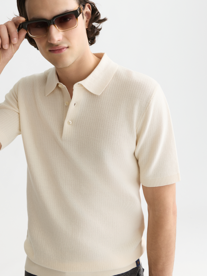 Seasonal core structured knitted regular-fit polo