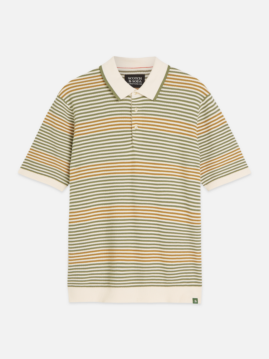 Striped structured knitted regular-fit polo