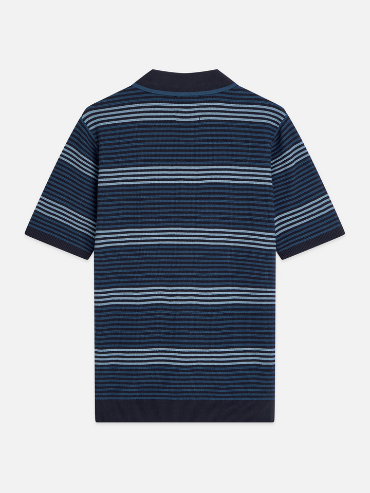 Striped structured knitted regular-fit polo