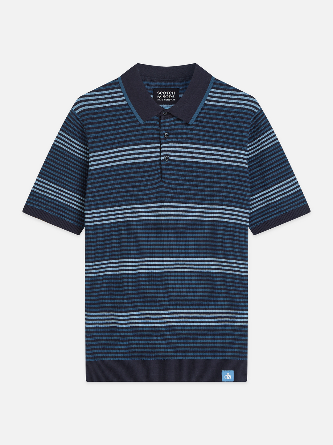 Striped structured knitted regular-fit polo