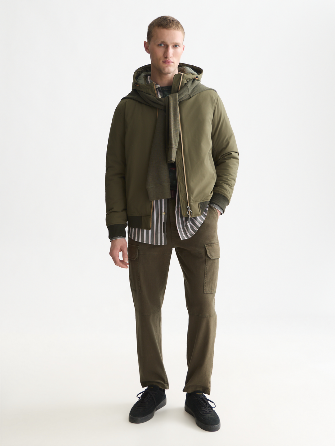 Hooded softshell padded jacket