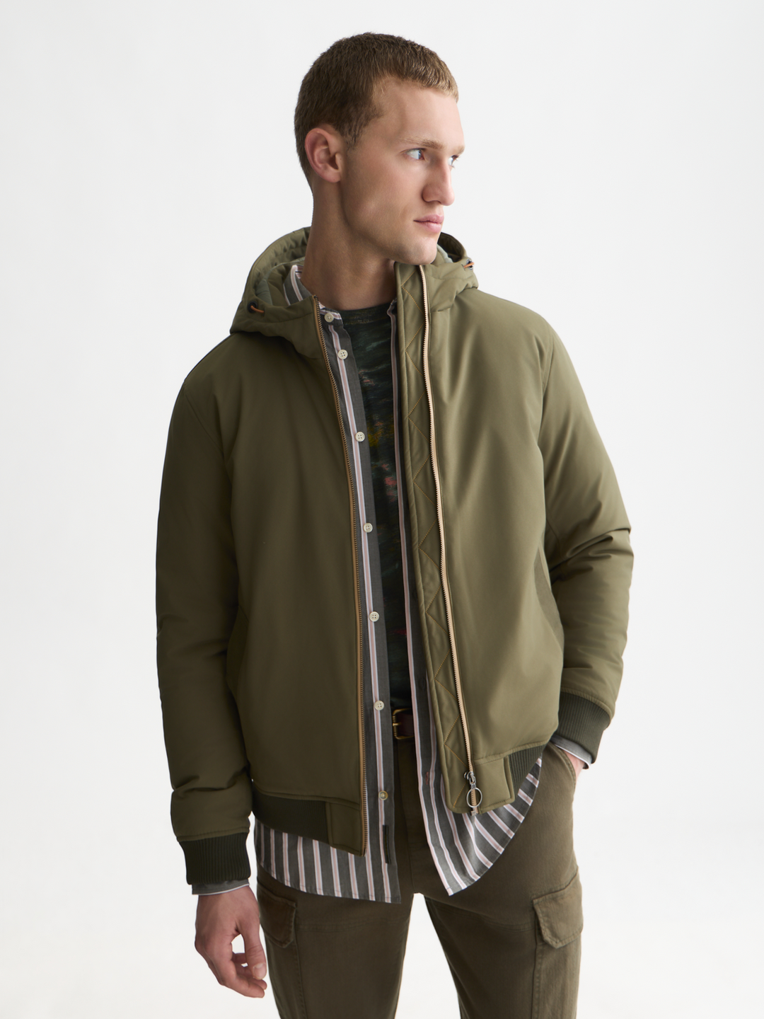 Hooded softshell padded jacket