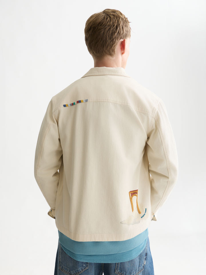 Printed cotton twill overshirt