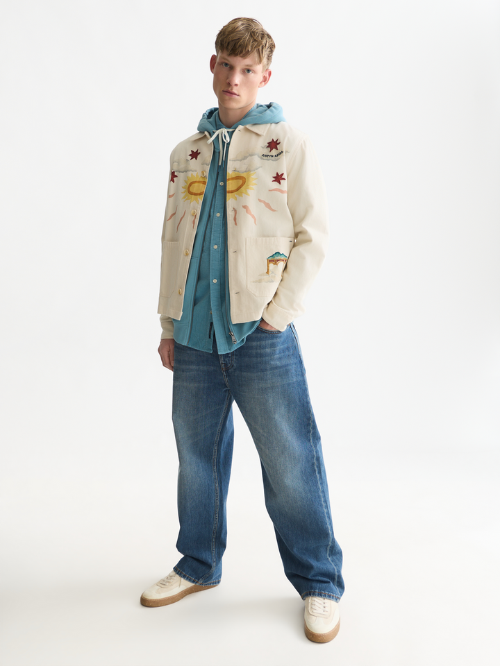 Printed cotton twill overshirt