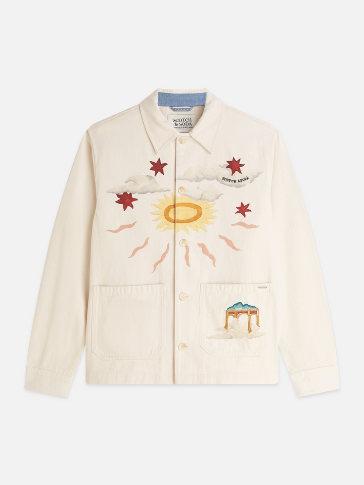 Printed cotton twill overshirt