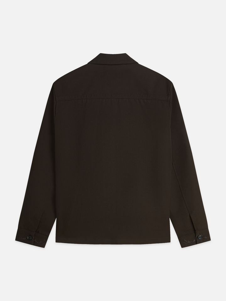 Embroidered tailored wool-blend overshirt