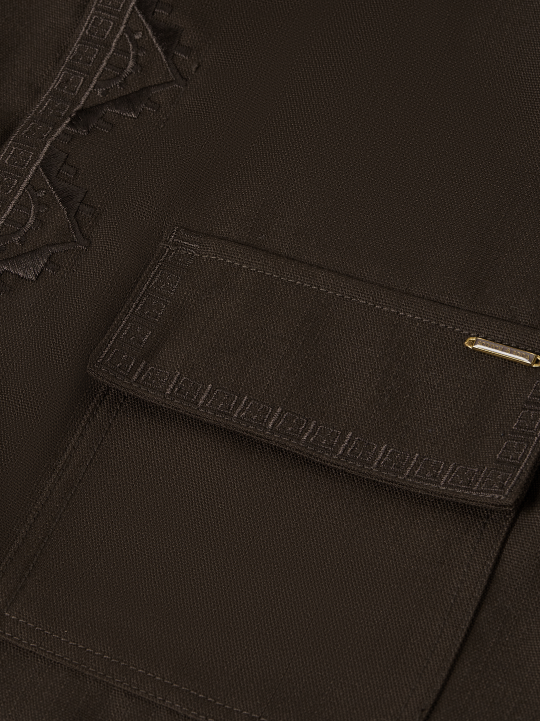 Embroidered tailored wool-blend overshirt