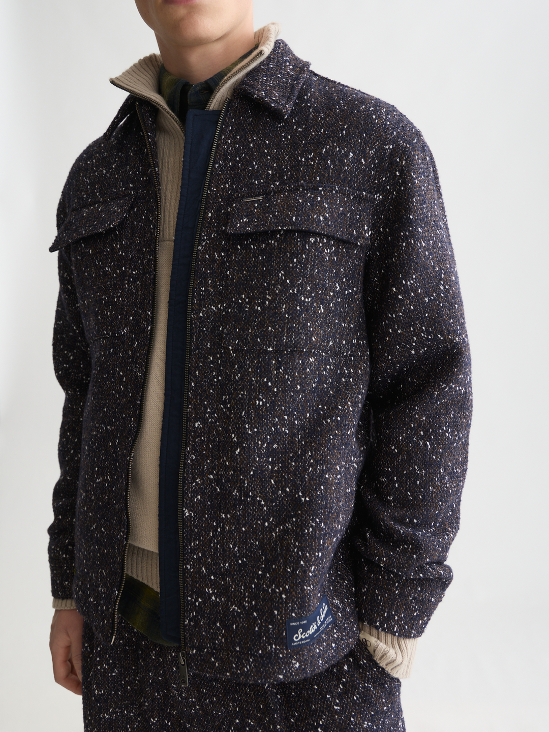 Tailored wool-blend tweed jacket