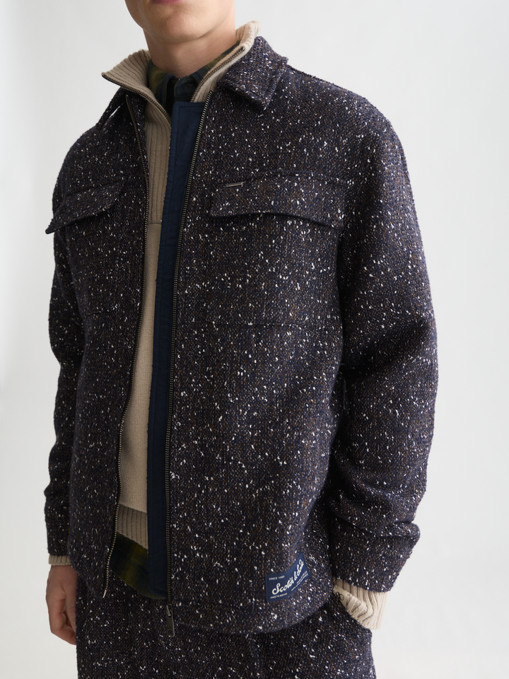 Tailored wool-blend tweed jacket