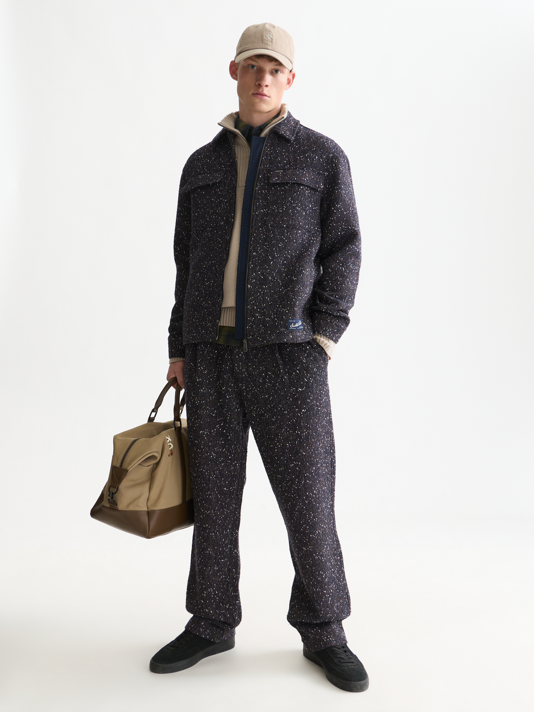 Tailored wool-blend tweed jacket