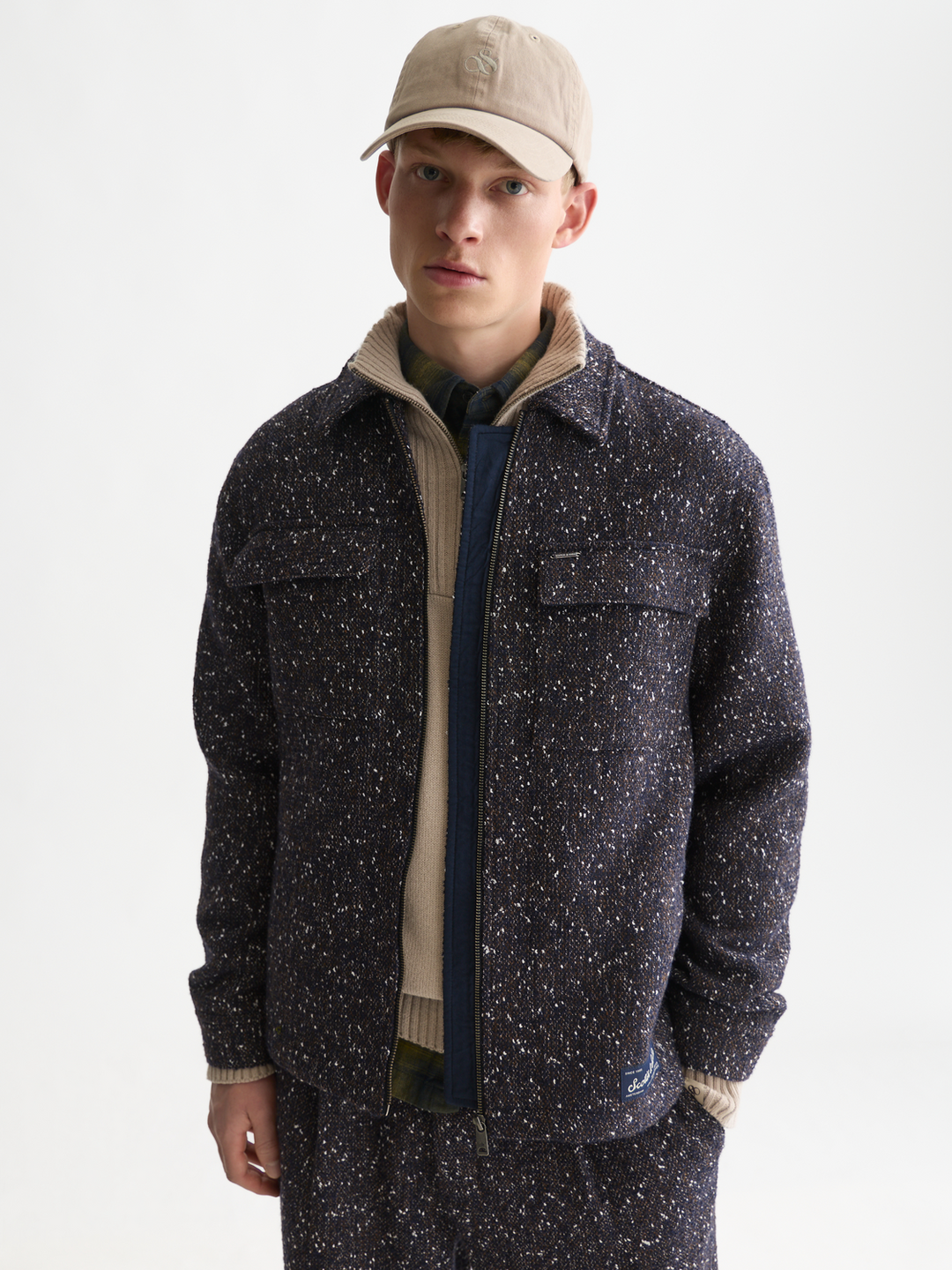 Tailored wool-blend tweed jacket