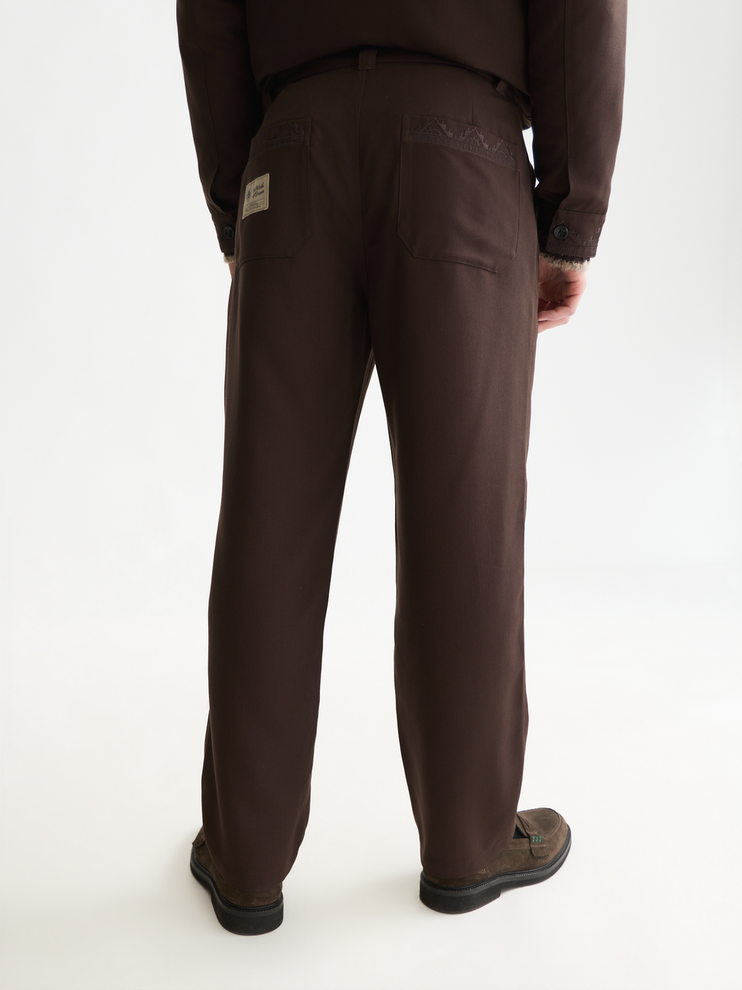 Harper embroidered wool-blend worker pant