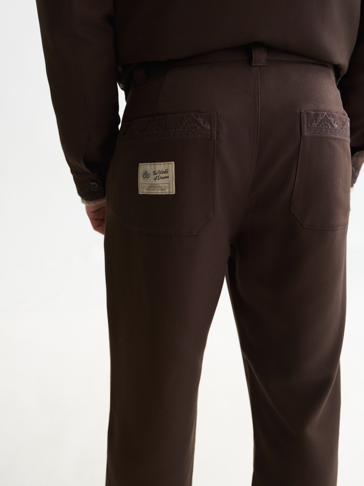 Harper embroidered wool-blend worker pant